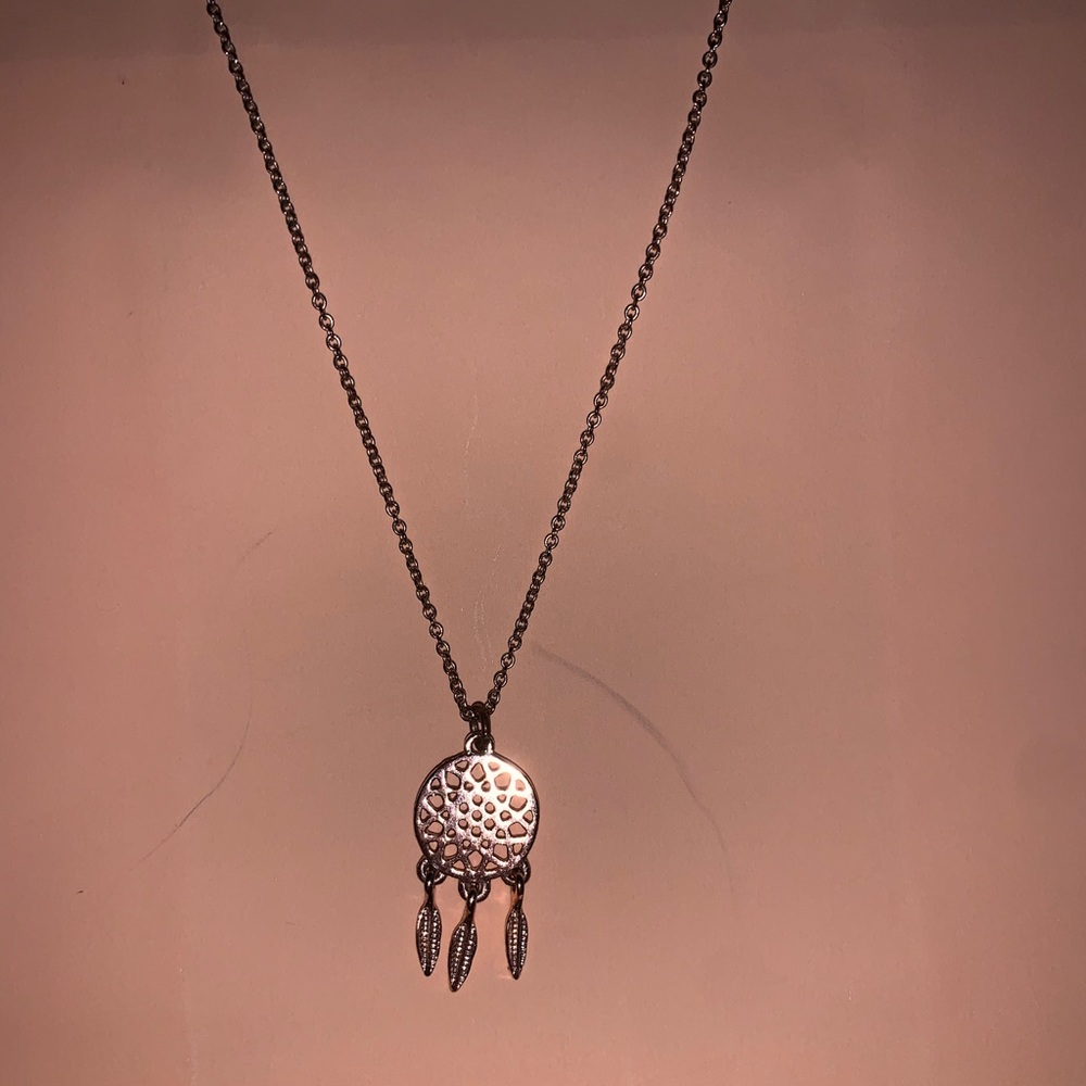 Rose gold dream catcher necklace